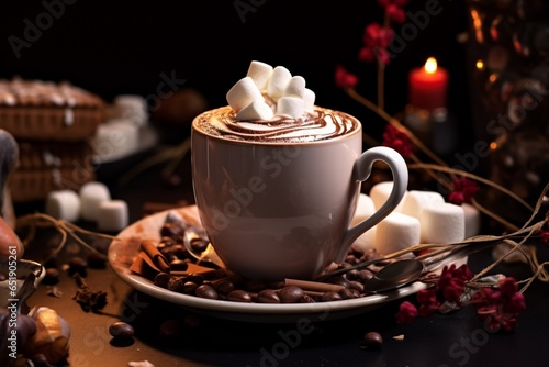 Capuccino Coffee and chocolates traditional dessert plates delicious