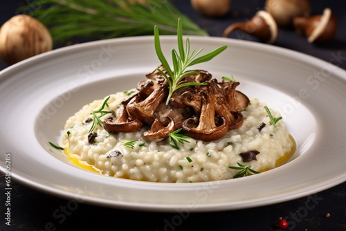 Risotto with mushrooms plate restaurant menu delicious foods