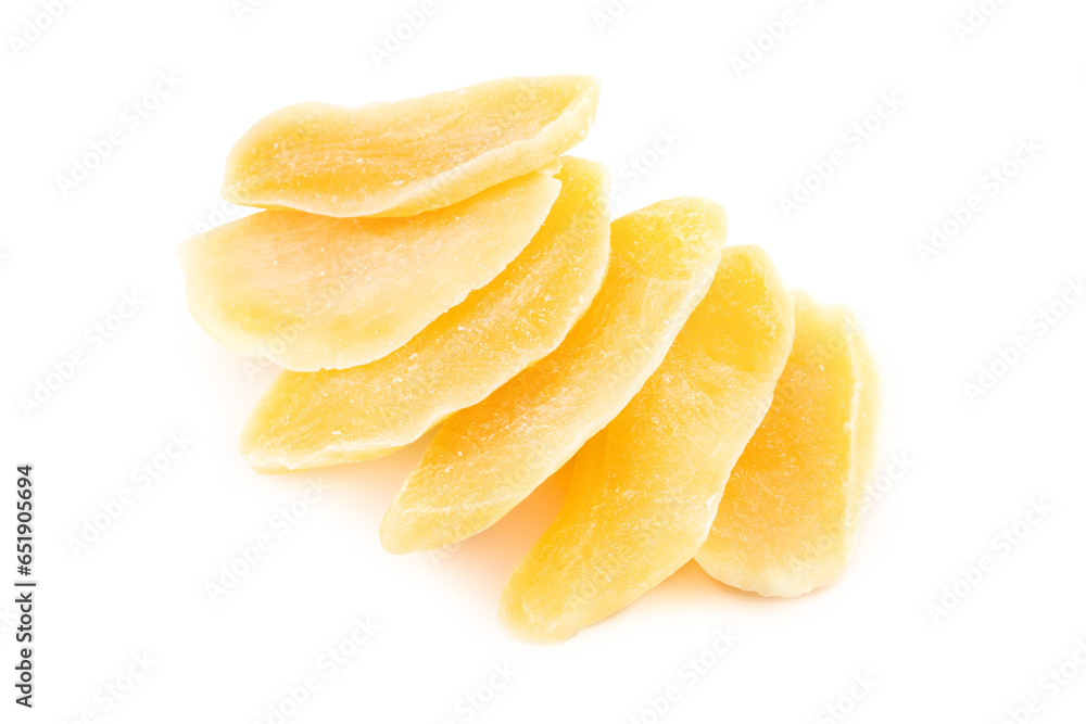 Sliced dried mango isolated on white background Sliced dried mango isolated on white background