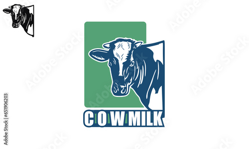 DAIRY MILK COW HEAD LOGO. silhouette of great young cattle face vector illstrations.