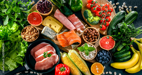 Obraz na plátně Low-carbohydrate diet products recommended for weight loss