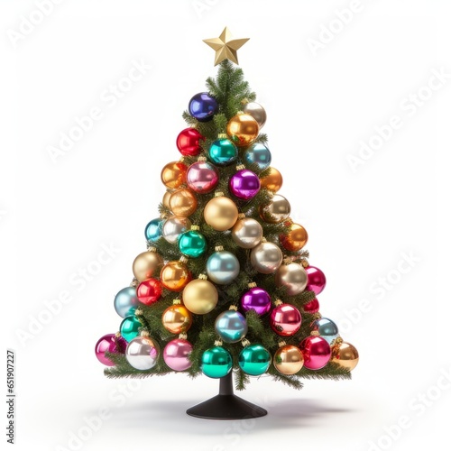 Christmas tree with balls isolated on a white background