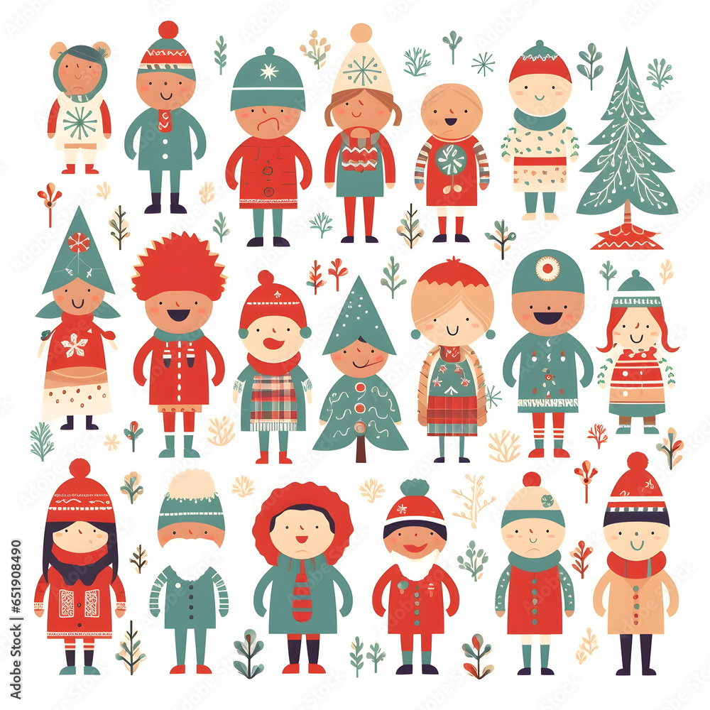 christmas people element object isolated background holiday design illustration generative Ai.