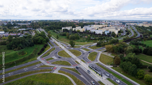 A bird's-eye view of Gorzów Wielkopolski reveals the Gdańskie Roundabout