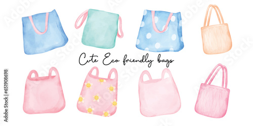 Watercolor Eco-Friendly Bag Collection, Stylish, Reusable Handbags