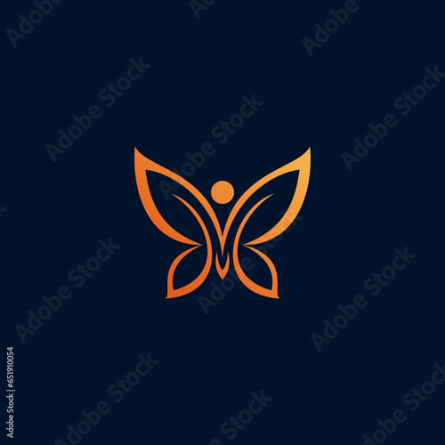 butterfly with leaf smile logo design