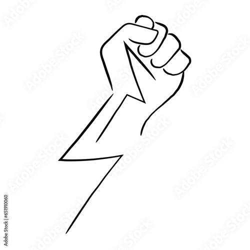hand drawn power fist line art vector.