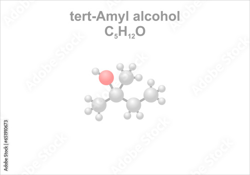 Tert-Amyl alcohol. Simplified scheme of the molecule. Use in medicine as sedative and as aroma.