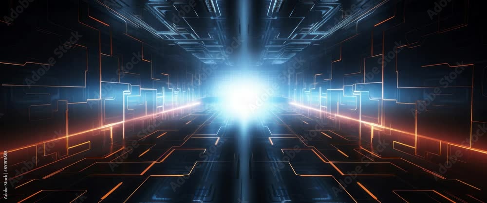Anamorphic video abstract technological background from a fiber optic ...