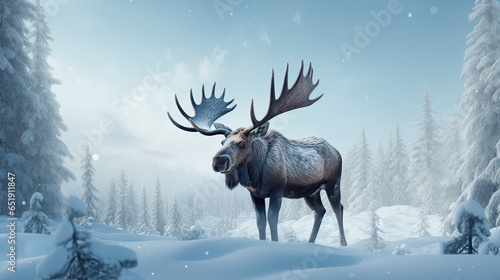 moose in the snow.  © Ilona