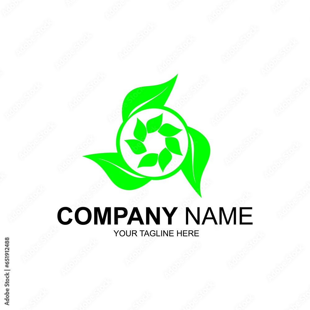 Natural leaf logo. Recycling logo.