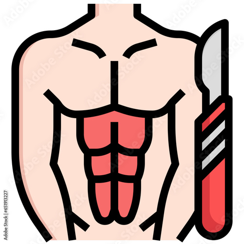 SIX PACK SURGERY filled outline icon,linear,outline,graphic,illustration