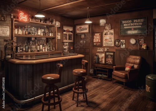 Saloom, old west, bar, steampunk style, Generative A.I.
