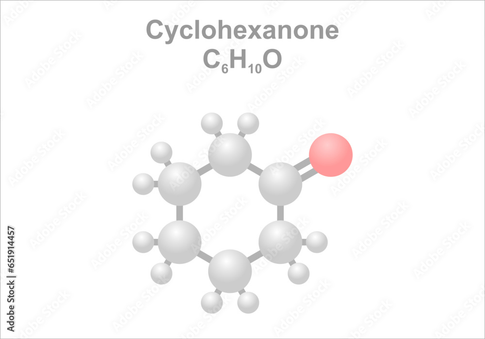 Cyclohexanone. Simplified structural formula. 