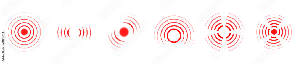 Red radar icon set. echolocation icon. vector illustration on a white background, eps10
