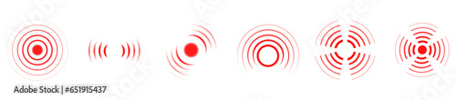 Red radar icon set. echolocation icon. vector illustration on a white background, eps10