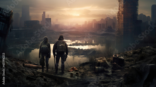 In a post-apocalyptic world, survivors are individuals who have endured the aftermath of the apocalypse photo