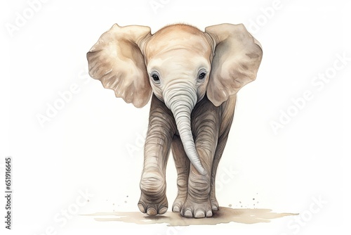 A majestic elephant painting against a clean white backdrop created with Generative AI technology photo