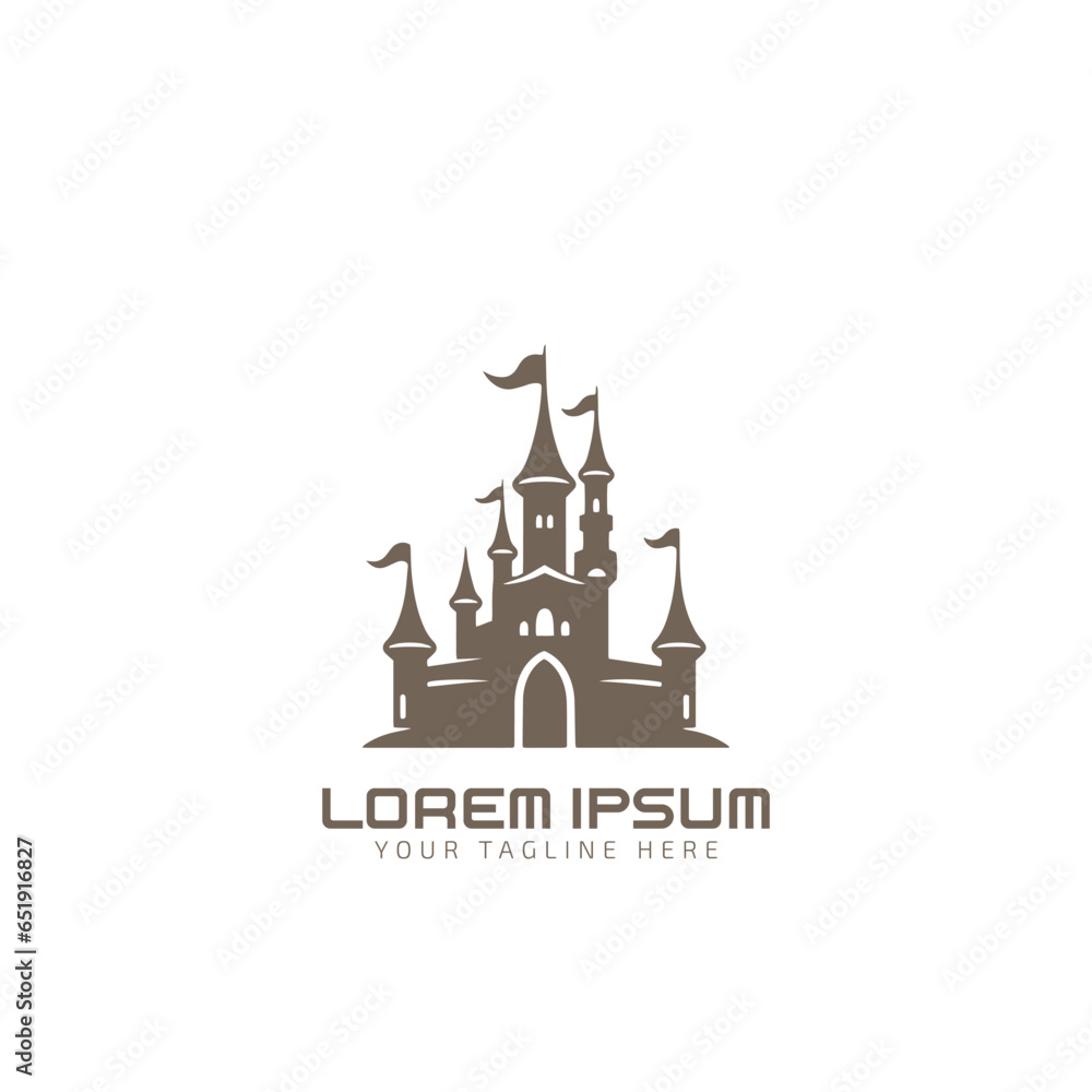 Castle, fort and royal icon, logo isolated silhouette vector illustration