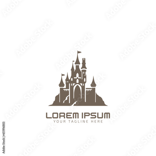 Castle, fort and royal Tower icon, logo isolated silhouette vector illustration