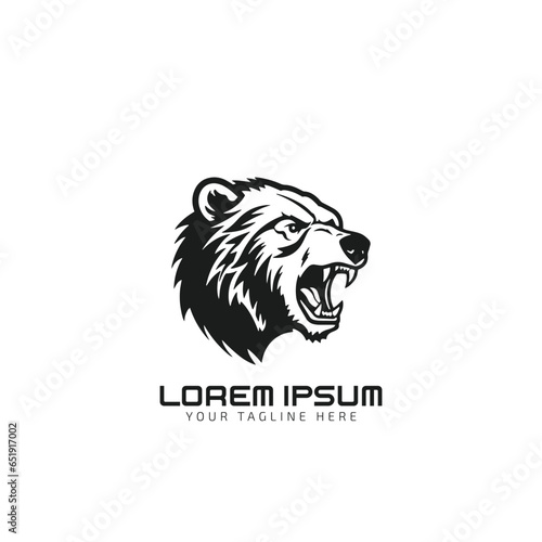 Vintage bear face mascot emblem symbols. Can be used for T-shirts print, labels, badges, stickers, logotypes vector illustration.