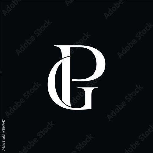 Creative Professional Trendy and Minimal Letter GP PG Logo Design in Black and White Color, Initial Based Alphabet Icon Logo in Editable Vector Format