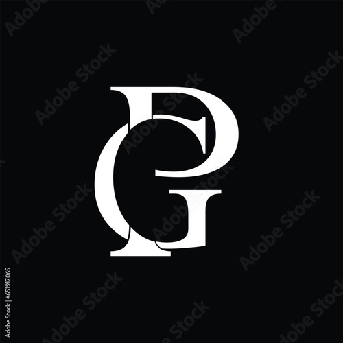 Creative Professional Trendy and Minimal Letter GP PG Logo Design in Black and White Color, Initial Based Alphabet Icon Logo in Editable Vector Format