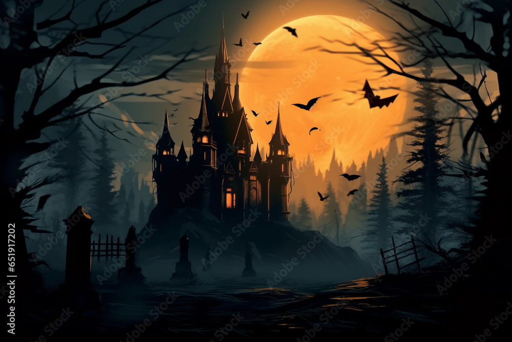 spooky halloween background with bats