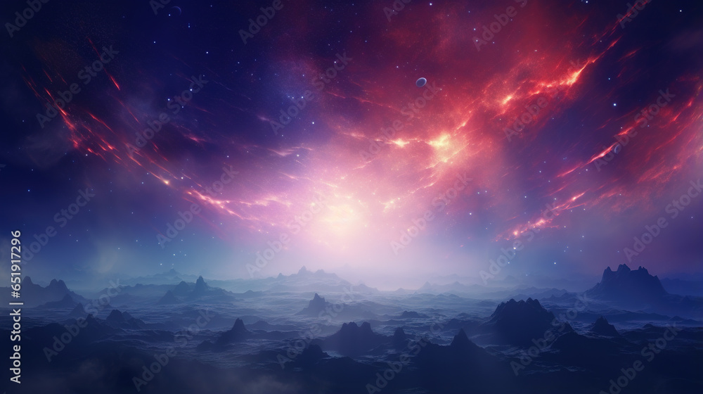 Abstract extraterrestrial planet landscape fantasy wallpaper. AI