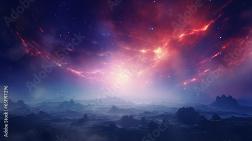 Abstract extraterrestrial planet landscape fantasy wallpaper. AI © Oleksandr Blishch