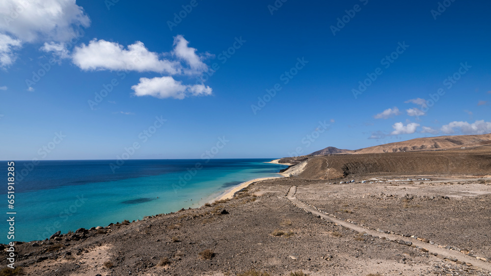 Mirador del Salmo in Fuerteventura island from Spain with view to the Plaza Kolo Wydmy