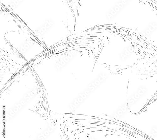 A seamless pattern of sketches of smoothly running and spreading strokes of arbitrary length and curvature. Vector.