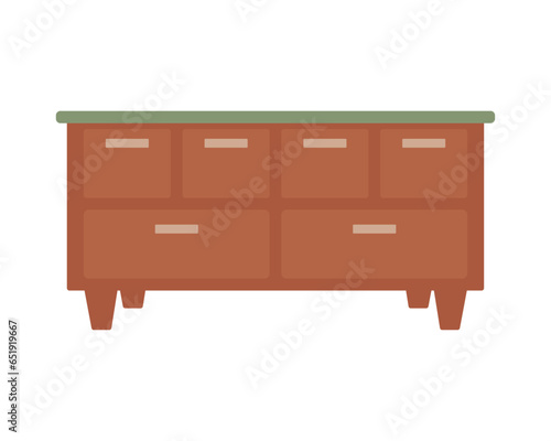 Stylish chest of drawers in flat style