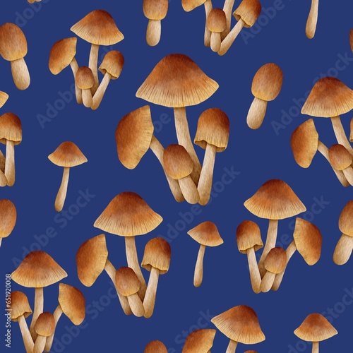 autumn mushroom seamless pattern 