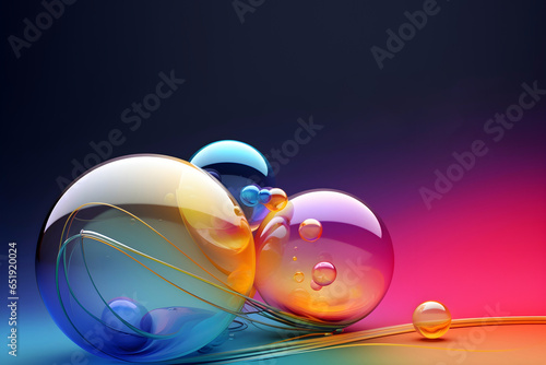 Abstract colorful gradient bubble wave glass effect background. modern glossy colorful translucent bubble fluid motion waves, 3D bubble illustration. Generative AI 