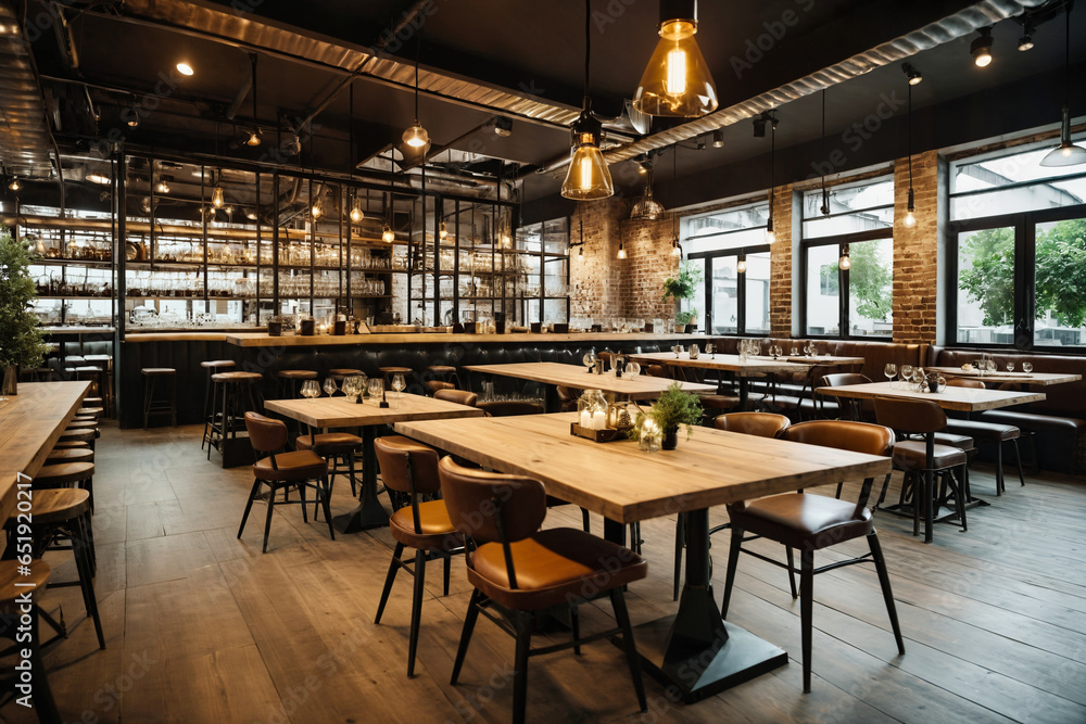 Industrial style restaurant space