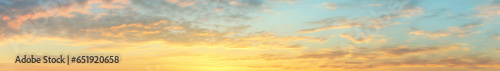 Sky at sunset with clouds, panorama