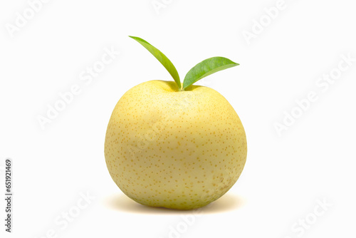 Chinese pear fruit isolated on white background. Clipping path.