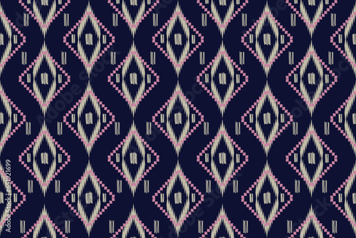 Ikat floral paisley embroidery on white background.Ikat ethnic  pattern traditional.Aztec style abstract vector illustration.design for texture,fabric,clothing,wrapping,decoration.