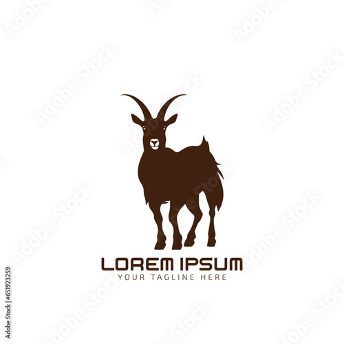 Goat logo icon. Vintage logo  poster for Butchery meat shop  goat silhouette. Logo template for meat business. silhouette goat on white background. Vector Illustration