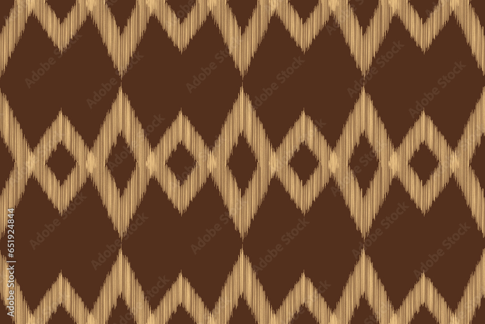 Ethnic Ikat fabric pattern geometric style.African Ikat embroidery brown Ethnic oriental pattern brown background. Abstract,vector,illustration.Texture,wallpaper,frame,decoration,carpet,motif. Ethnic Ikat fabric pattern geometric style.African Ikat embroidery brown Ethnic oriental pattern brown background. Abstract,vector,illustration.Texture,wallpaper,frame,decoration,carpet,motif.