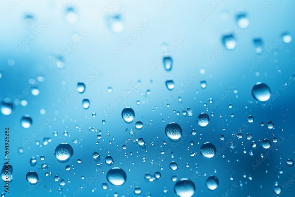 macro shot of water drops on a blue surface