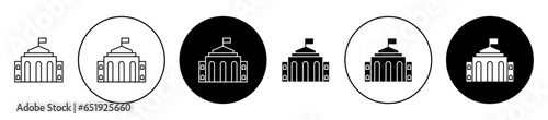 Photo City hall building icon icon set in black filled and outlined style