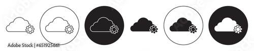 Cloud Setting Icon icon set in black filled and outlined style. suitable for UI designs photo