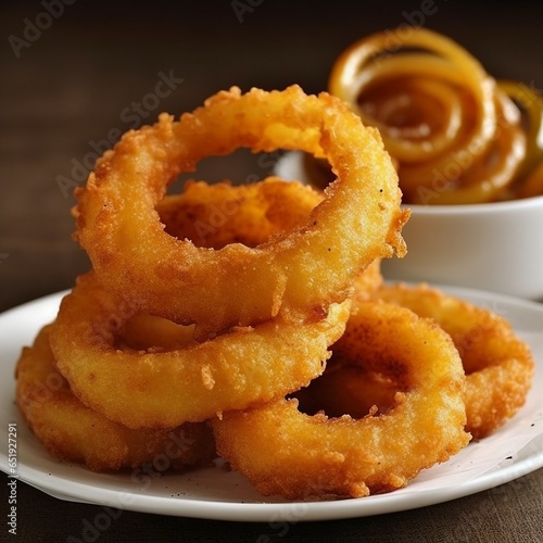 Crispy Fried Onion Rings on table
