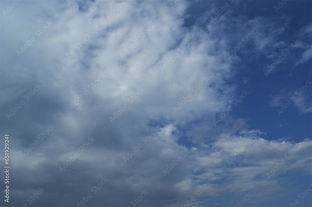 Blue sky with clouds. Overcast skies.