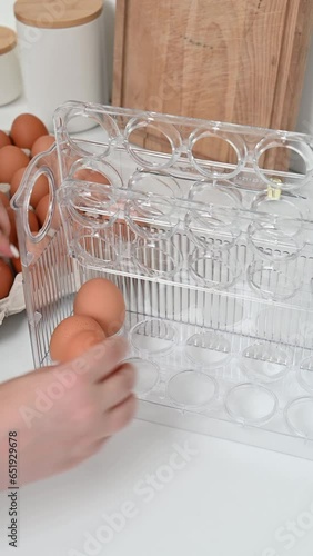 Fresh eggs. Collect the eggs in a tray. Homemade eggs