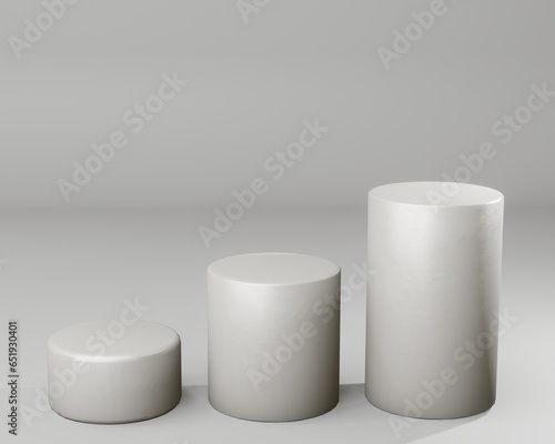 Cylinder podium on white background. 3d display product abstract minimal scene with geometric podium platform.