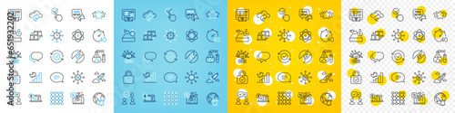 Vector icons set of Online accounting, 5g technology and Fake news line icons pack for web with Timer, People voting, Online voting outline icon. Outsource work, Chemistry lab. Vector