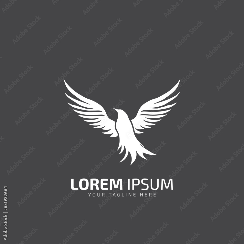 Flying Bird Logo design abstract vector template linear style on a black background Flying Bird Logo design abstract vector template linear style on a black background